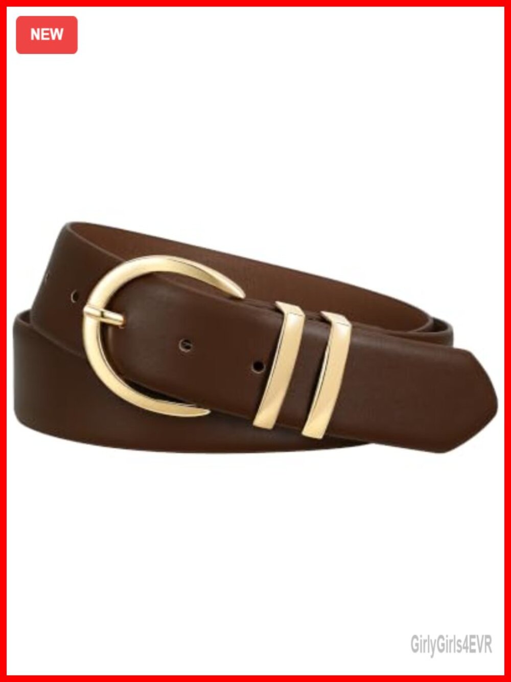 Women PU Leather Belt with Gold Buckle Adjustable Waist Belt for Jeans